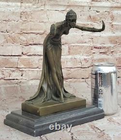 Signée D. H Chiparus, Bronze Art Déco Danseuse Sculpture Nouveau Marbre Nr