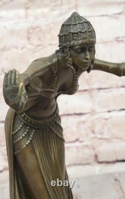 Signée D. H Chiparus, Bronze Art Déco Danseuse Sculpture Nouveau Marbre Nr
