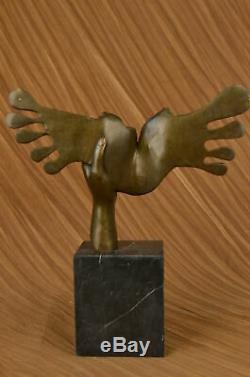 Signée Dali Abstrait Femelle Sunshine Bronze Sculpture Marbre Base Figure Décor