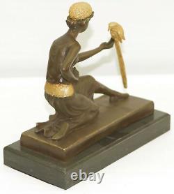 Signée Danseur Danseuse Avec Pose Bronze Sculpture Figurine Statue Marbre Art Nr