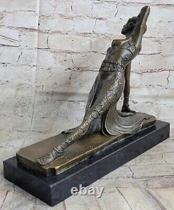 Signée Danseur Russe Chair Danseuse Art Déco Bronze Sculpture Marbre Base