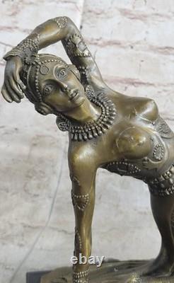 Signée Danseur Russe Chair Danseuse Art Déco Bronze Sculpture Marbre Base Statue