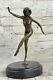 Signée Danseur Russe Danseuse Art Déco Bronze Sculpture Marbre Base Statue Chair