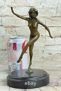 Signée Danseur Russe Danseuse Art Déco Bronze Sculpture Marbre Base Statue Chair