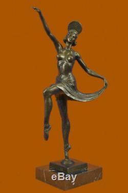 Signée Décor Russe Danseuse Art Déco Bronze Sculpture Marbre Base Statue Figure