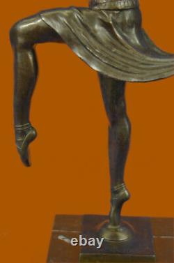 Signée Décor Russe Danseuse Art Déco Bronze Sculpture Marbre Base Statue Figure