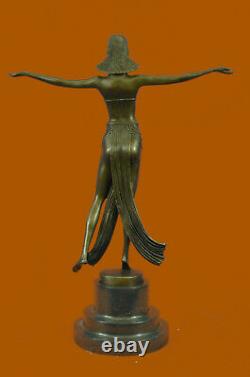 Signée Descomps Ventre Danseuse Bronze Marbre Sculpture Fonte Figurine Décor Nr