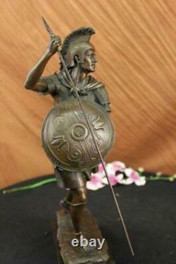 Signée Drouot Romain Legion Soldat Guerrier Bronze Marbre Sculpture Statue Décor
