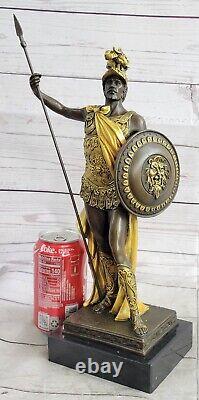 Signée Drouot Romain Soldat Buste Bronze Sculpture Marbre Base Figurine Art Déco