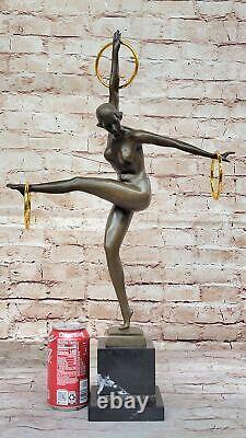 Signée Duveries Jongleur Bronze Marbre Sculpture Statue Figurine Ouvre