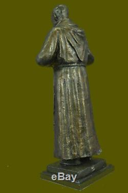 Signée Et Numéroté Édition Limitée Saint Pio Italien Bronze Marbre Sculpture