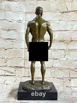 Signée Fait Depict De Chair Gay Homme Bronze Sculpture Marbre Figurine Base