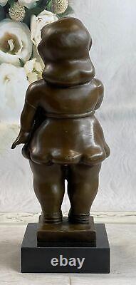 Signée Fernando Botero Jeune Fille Bronze Sculpture Sur Marbre Base Moderne Gift