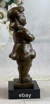 Signée Fernando Botero Jeune Fille Bronze Sculpture Sur Marbre Base Moderne Gift