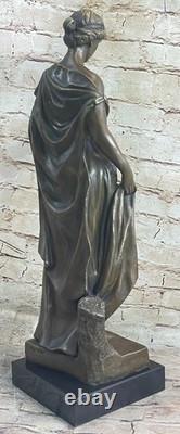 Signée Français Bronze Sculpture Par Moreau Érotique Art Déco Marbre Socle Décor