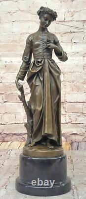 Signée Français Foire Bronze Sculpture Art Déco Marbre Figurine Base Solde