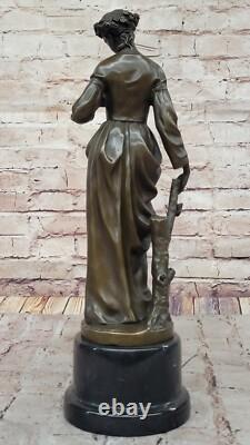 Signée Français Foire Bronze Sculpture Art Déco Marbre Figurine Base Solde