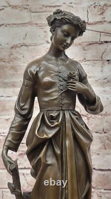 Signée Français Foire Bronze Sculpture Art Déco Marbre Figurine Base Solde