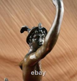 Signée Giambologna Flying Bronze Marbre Sculpture Statue Art Déco Figurine