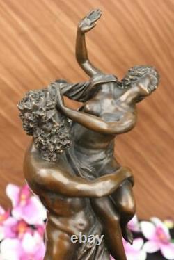 Signée Giambologna Viol De The Sabine Femme Bronze Marbre Base Mythique Figurine