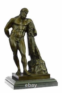 Signée Glycon Bronze Statue Hercules Grec Mythe Chair Marbre Base Solde