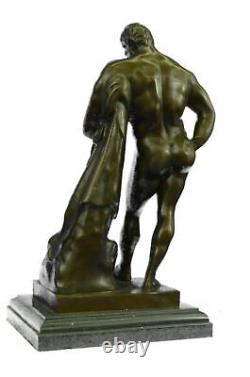 Signée Glycon Bronze Statue Hercules Grec Mythe Chair Marbre Base Solde