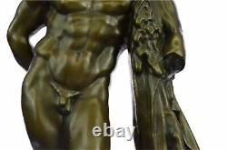 Signée Glycon Bronze Statue Hercules Grec Mythe Chair Marbre Base Solde