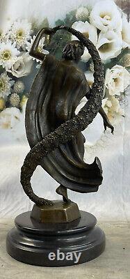 Signée Guirande Bronze Statue Art Déco Danse Marbre Base Figurine Cadeau Solde