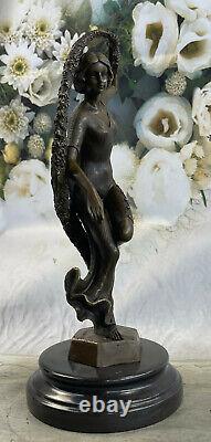 Signée Guirande Bronze Statue Art Déco Danse Marbre Base Figurine Cadeau Solde