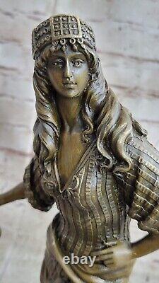 Signée Gypsy Guerrier Bronze Marbre Sculpture Détaillé Collector Édition Art