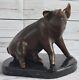 Signée Mene Porky Cochon Bronze Sculpture Animal Ferme Marbre Base Figure Ouvre