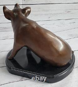 Signée Mene Porky Cochon Bronze Sculpture Animal Ferme Marbre Base Figure Ouvre