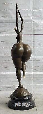 Signée Milo Bronze Chair Femme Figurine Abstrait Art Moderne, Marbre Base Fonte