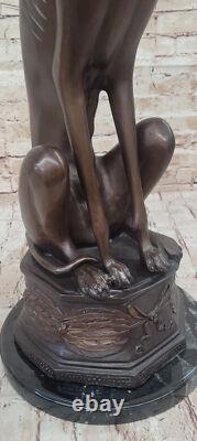 Signée Moigniez Abstrait Lévrier Chien Bronze Sculpture Art Déco Marbre Figurine