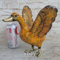 Signée Moigniez Marsh Canard Bronze Statue Sculpture Marbre Base Art Déco