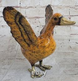 Signée Moigniez Marsh Canard Bronze Statue Sculpture Marbre Base Art Déco