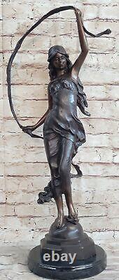 Signée Moreau Beauté Ruban Danseuse Bronze Sculpture Marbre Base Statue Décor