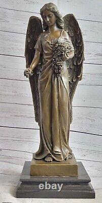 Signée Moreau, Bronze Statue Ange Art Décor Marbre Figurine Solde