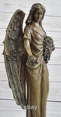 Signée Moreau, Bronze Statue Ange Art Décor Marbre Figurine Solde