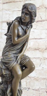 Signée Moreau, Bronze Statue Femelle Chair Ange Art Déco Marbre Figurine Large