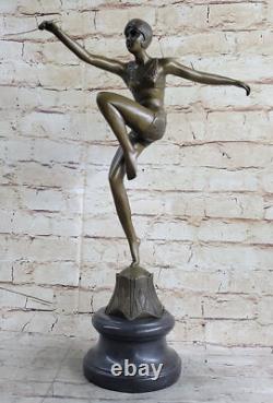 Signée Nageur Danseuse Chiparus Bronze Sculpure Statue Marbre Base Ouvre