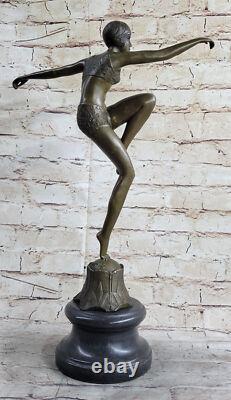 Signée Nageur Danseuse Chiparus Bronze Sculpure Statue Marbre Base Ouvre