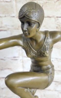 Signée Nageur Danseuse Chiparus Bronze Sculpure Statue Marbre Base Ouvre