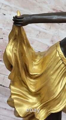 Signée Or Patine Art Déco Bronze Sculpture Par A. Gory Nouveau Marbre Figurine
