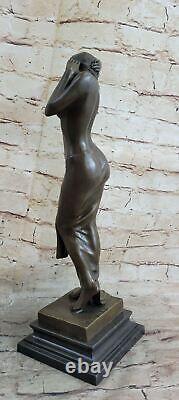 Signée Original Aldo Vitaleh 1920 Style Modèle Bronze Sculpture Marbre Statue Nr
