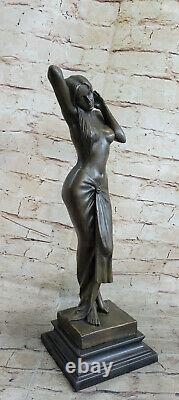 Signée Original Aldo Vitaleh 1920 Style Modèle Bronze Sculpture Marbre Statuette