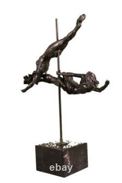 Signée Original Aldo Vitaleh Deux Cirque Bronze Sculpture Statue Marbre Base