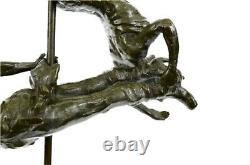 Signée Original Aldo Vitaleh Deux Cirque Bronze Sculpture Statue Marbre Base