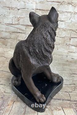 Signée Original Amical Chat Félin Bronze Art Déco Marbre Base Sculpture Statue