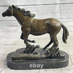 Signée Original Arabe Cheval Bronze Sculpture Art Moderne Marbre Figurine